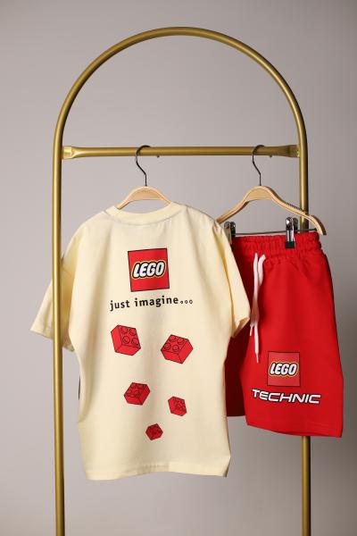 Lego Technic Sırt Baskılı Kırmızı Şortlu Takım