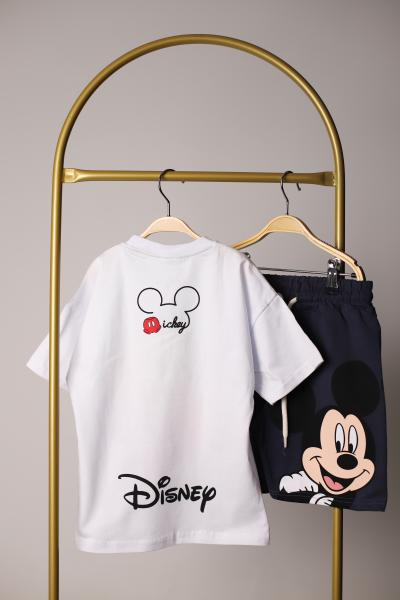 Neşeli Mickey Sırt Baskılı Şortlu Takım