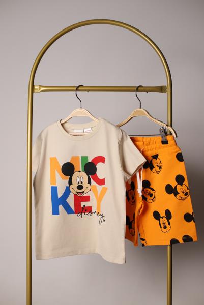 Turuncu Mickey Şortlu Takım