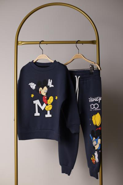 Lacivert Sırt Baskılı Dalgıç Mickey Eşofman Takımı