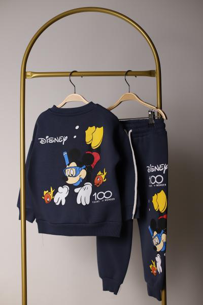 Lacivert Sırt Baskılı Dalgıç Mickey Eşofman Takımı