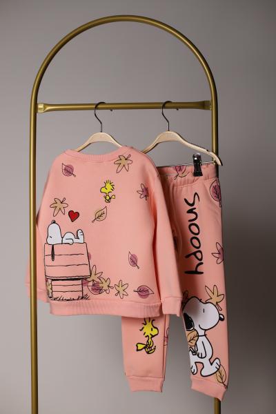 Pembe Snoopy Sonbahar Sırt Baskılı Eşofman Takımı