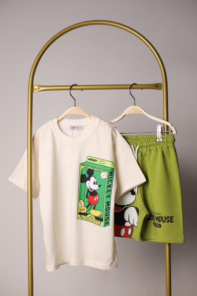 Yeşil Mickey Şortlu Takım