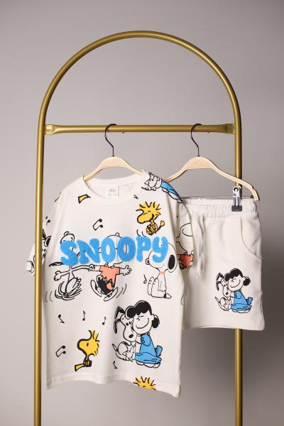 Renkli Snoopy Şortlu Takım