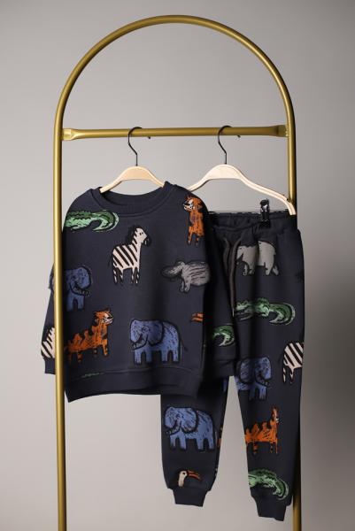 Animal Print Antrasit Eşofman Takımı