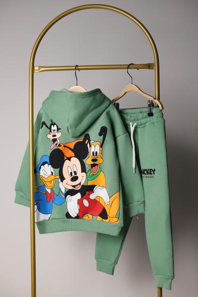 Yeşil Mickey Ve Arkadaşları Sırt Baskılı Eşofman Takımı
