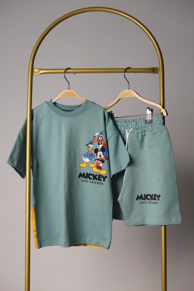 Mickey ve Arkadaşları Turkuaz Renkli Şortlu Takım