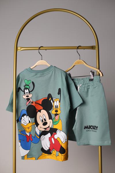 Mickey ve Arkadaşları Turkuaz Renkli Şortlu Takım