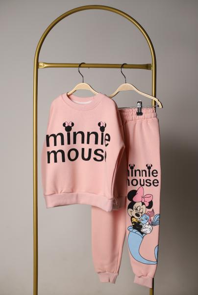 Sevimli Minnie Mouse Sırt Baskılı Pembe Eşofman Takımı