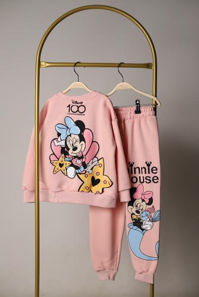 Sevimli Minnie Mouse Sırt Baskılı Pembe Eşofman Takımı
