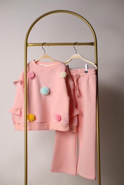 Açık Pembe Ponpon Detaylı Eşofman Takımı