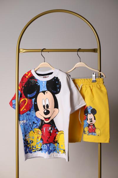 Renkli Mickey Sarı Şortlu Takım