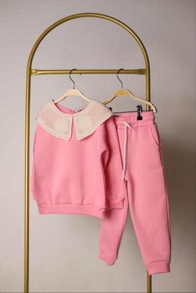 Pembe Dantel İşlemeli Eşofman Takımı