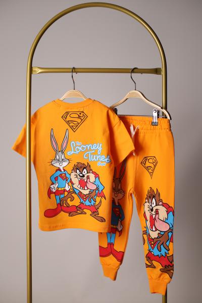 Turuncu Looney Tunes Sırt Baskılı Eşofman Takımı