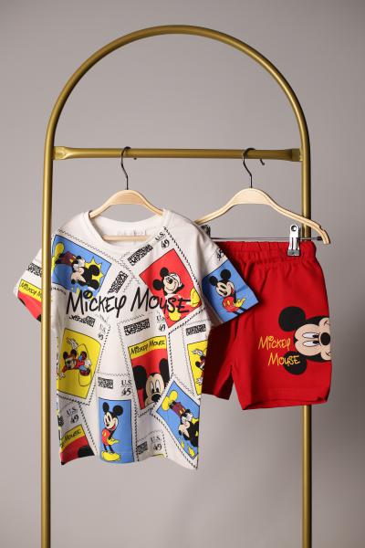 Mickey Mouse Kırmızı Şortlu Takım