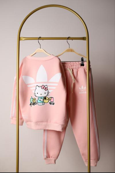 Açık Pembe Hello Kity Spor Logolu Eşofman Takımı