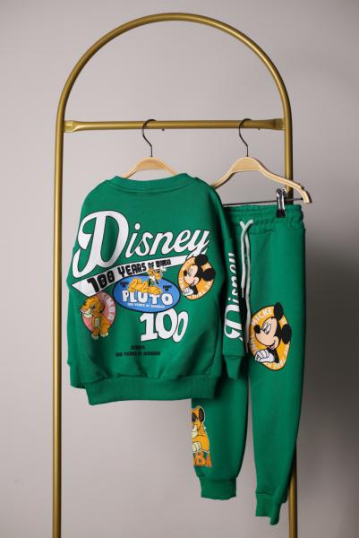 Koyu Yeşil Mickey Ve Arkadaşları Sırt Baskılı Eşofman Takımı