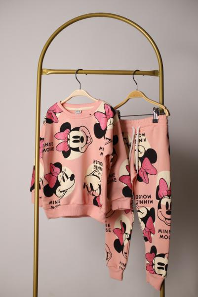 Pembe Minnie Mouse Figür Baskılı Eşofman Takımı