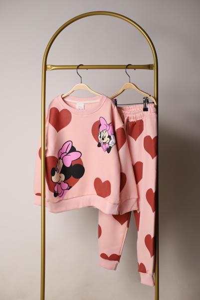 Pembe Kalp Detaylı Minnie Eşofman Takımı