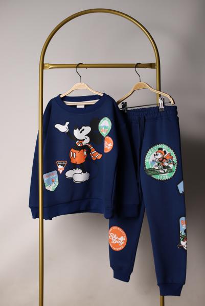 Mavi Disney Mickey Mouse Sırt Baskılı Eşofman Takımı