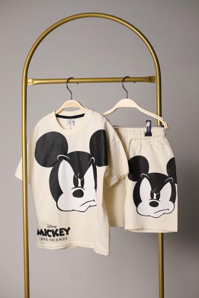 Huysuz Mickey Krem Şortlu Takım