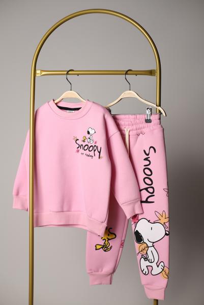 Sırt Baskılı Pembe Snoopy Eşofman Takımı