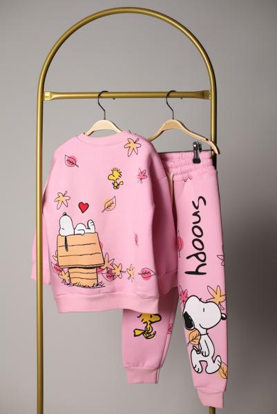 Sırt Baskılı Pembe Snoopy Eşofman Takımı