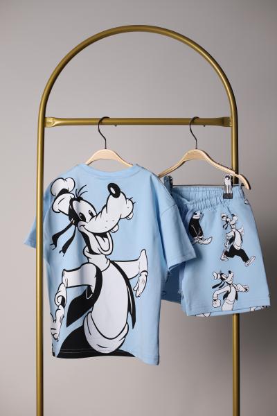 Açık Mavi Goofy Sırt Baskılı Şortlu Takım