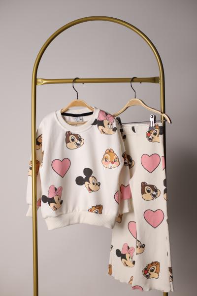 Beyaz Minnie Ve Arkadaşları Kalpli Fitilli Takım
