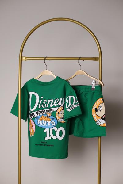 Yeşil Disney 100.Yıl Sırt Baskılı Şortlu Takım