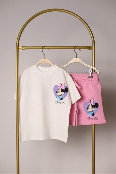 Pembe Minnie Ve Arkadaşları Sırt Baskılı Şortlu Takım