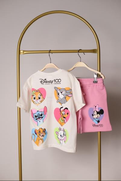 Pembe Minnie Ve Arkadaşları Sırt Baskılı Şortlu Takım