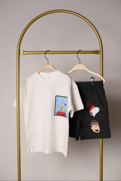 Peanuts Sırt Baskılı Şortlu Takım
