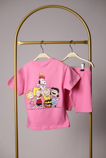 Sırt Baskılı Pembe Snoopy Taytlı Takım