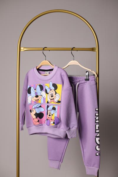Mor Kareli Minnie Mouse Eşofman Takımı
