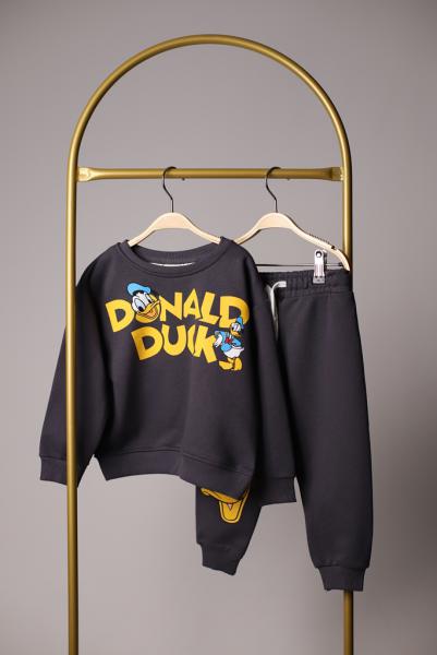 Siyah Sırt Baskılı Donald Duck Eşofman Takımı