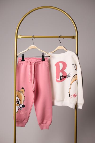 Pembe Sırt Baskılı Bambi Eşofman Takımı