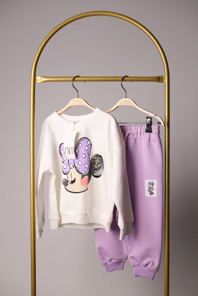 Sırt Baskılı Mor Minnie Mouse Eşofman Takımı