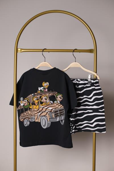 Mickey Safari Sırt Baskılı Şortlu Takım