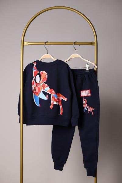 Sırt Baskılı Siyah Spiderman Marvel Baskılı Eşofman Takımı