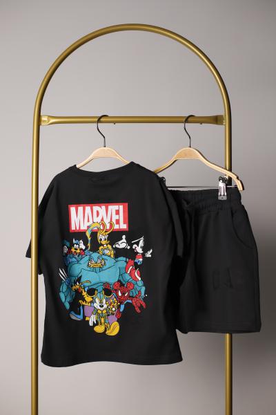 Disney Marvel Figür Baskılı Şortlu Takım