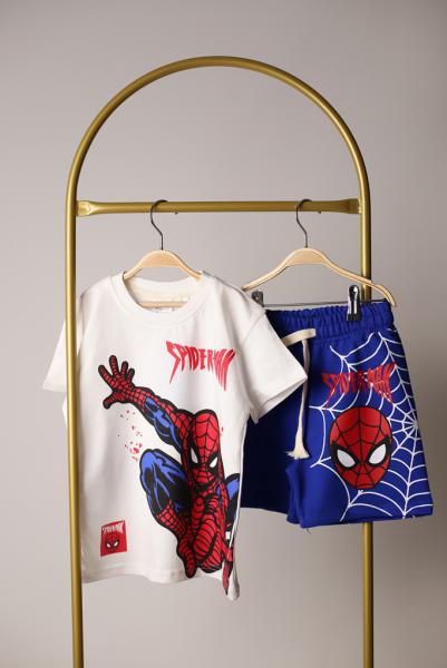 Mavi Spiderman Şortlu Takım