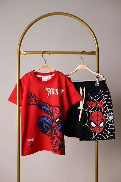 Kırmızı Spiderman Şortlu Takım