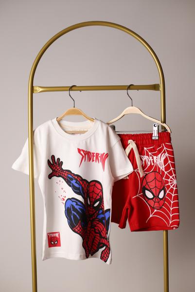 Beyaz Spiderman Şortlu Takım
