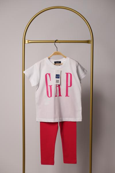 Beyaz Gap Pembe Baskılı Uzun Taytlı Takım