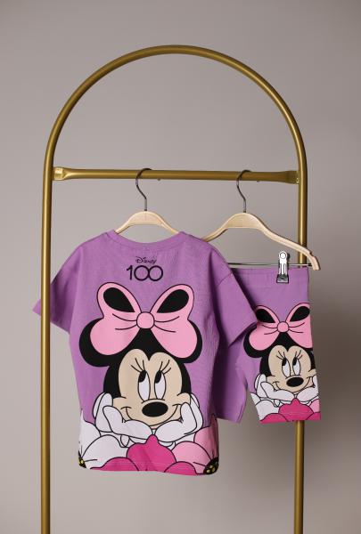 Kurdele Detaylı Mor Minnie Mosue Şortlu Takım
