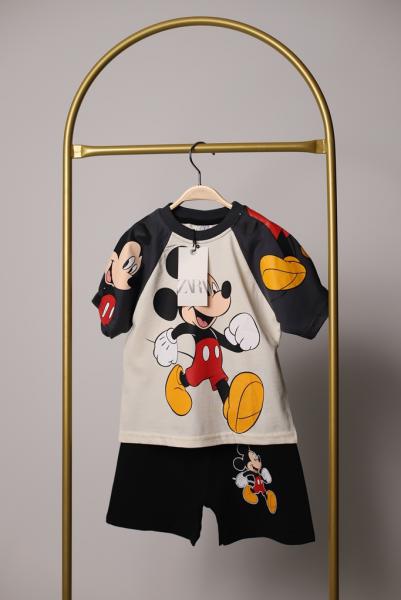 Siyah Mickey Mouse Baskılı Erkek Çocuk Takım