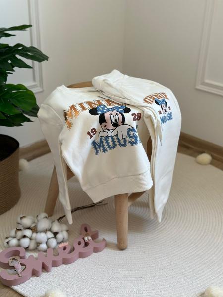 Beyaz Minnie Mouse Baskılı Eşofman Takımı