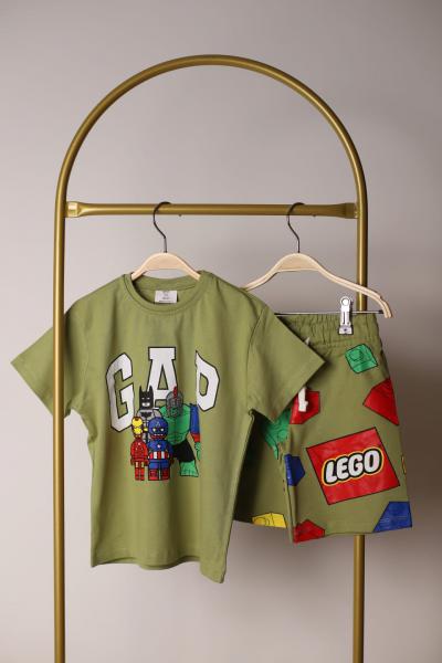 Haki Avengers Lego Baskılı Şortlu Takım