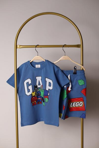 Mavi Avengers Lego Baskılı Şortlu Takım